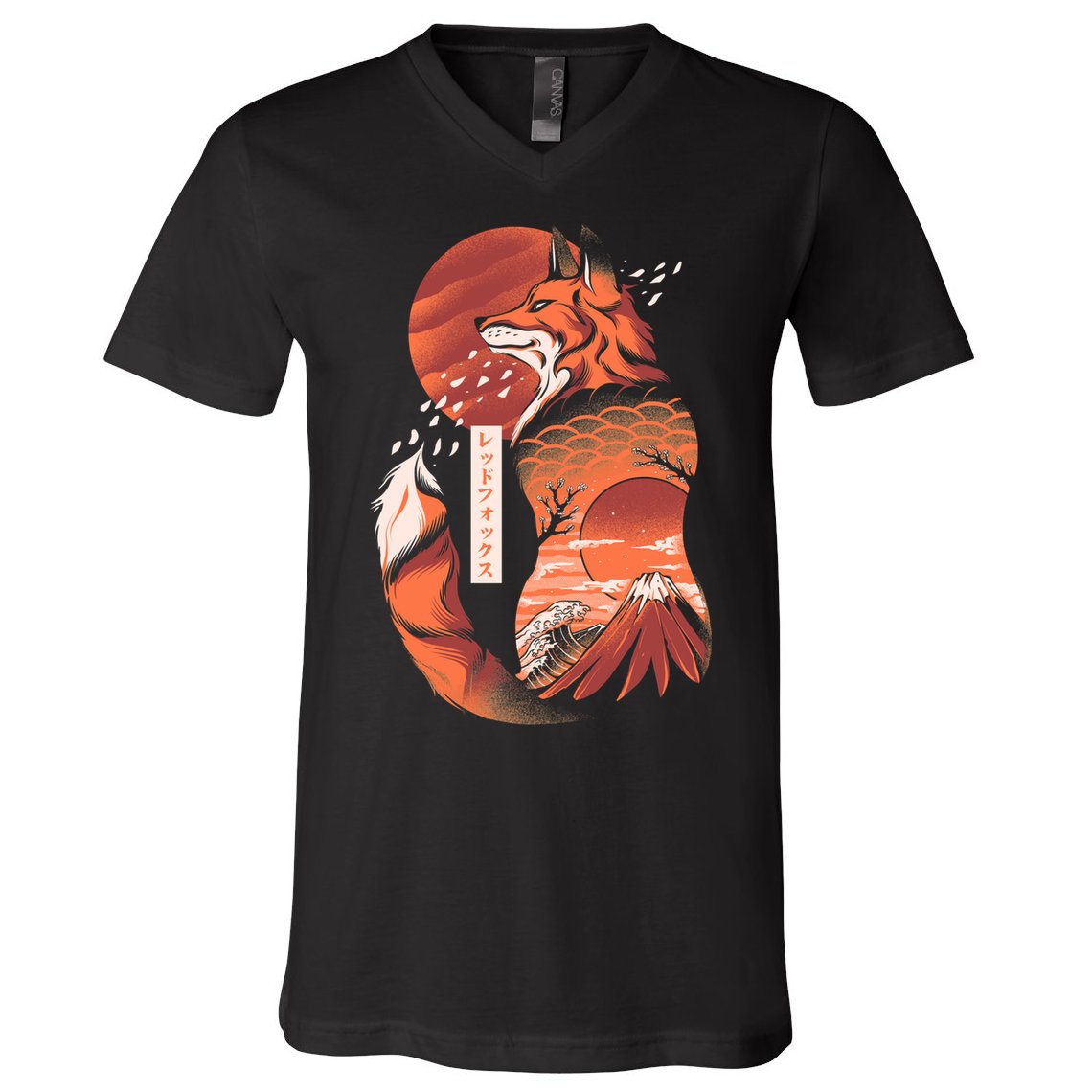 Japanese Fox V-Neck T-Shirt