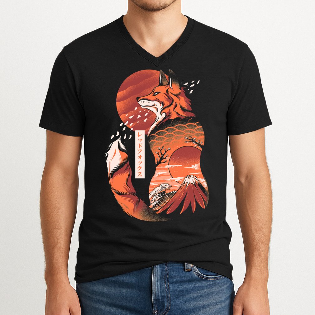 Japanese Fox V-Neck T-Shirt
