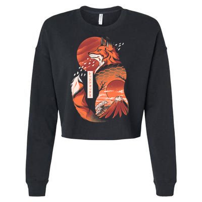 Japanese Fox Cropped Pullover Crew