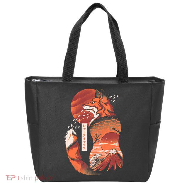 Japanese Fox Zip Tote Bag