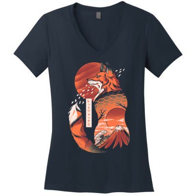 Japanese Fox Women's V-Neck T-Shirt