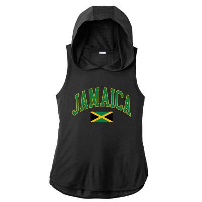 Jamaica Flag Ladies PosiCharge Tri-Blend Wicking Draft Hoodie Tank