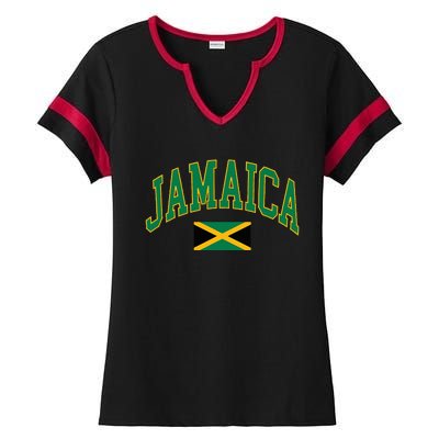 Jamaica Flag Ladies Halftime Notch Neck Tee