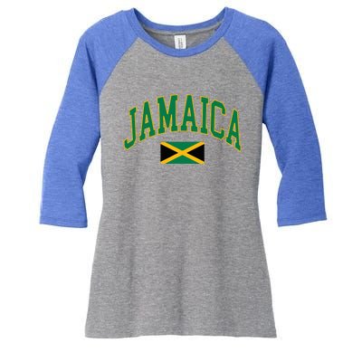 Jamaica Flag Women's Tri-Blend 3/4-Sleeve Raglan Shirt