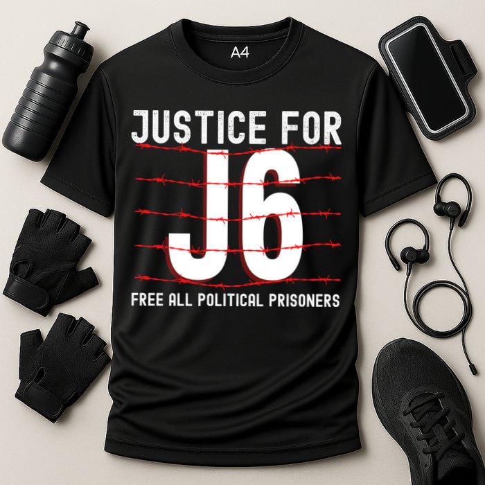 Justice For J6 Conservative January 6 Anti Biden Cooling Performance Crew T-Shirt