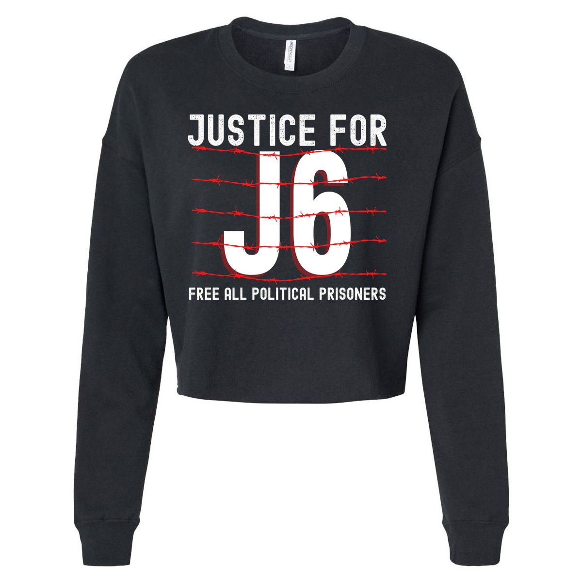 Justice For J6 Conservative January 6 Anti Biden Cropped Pullover Crew