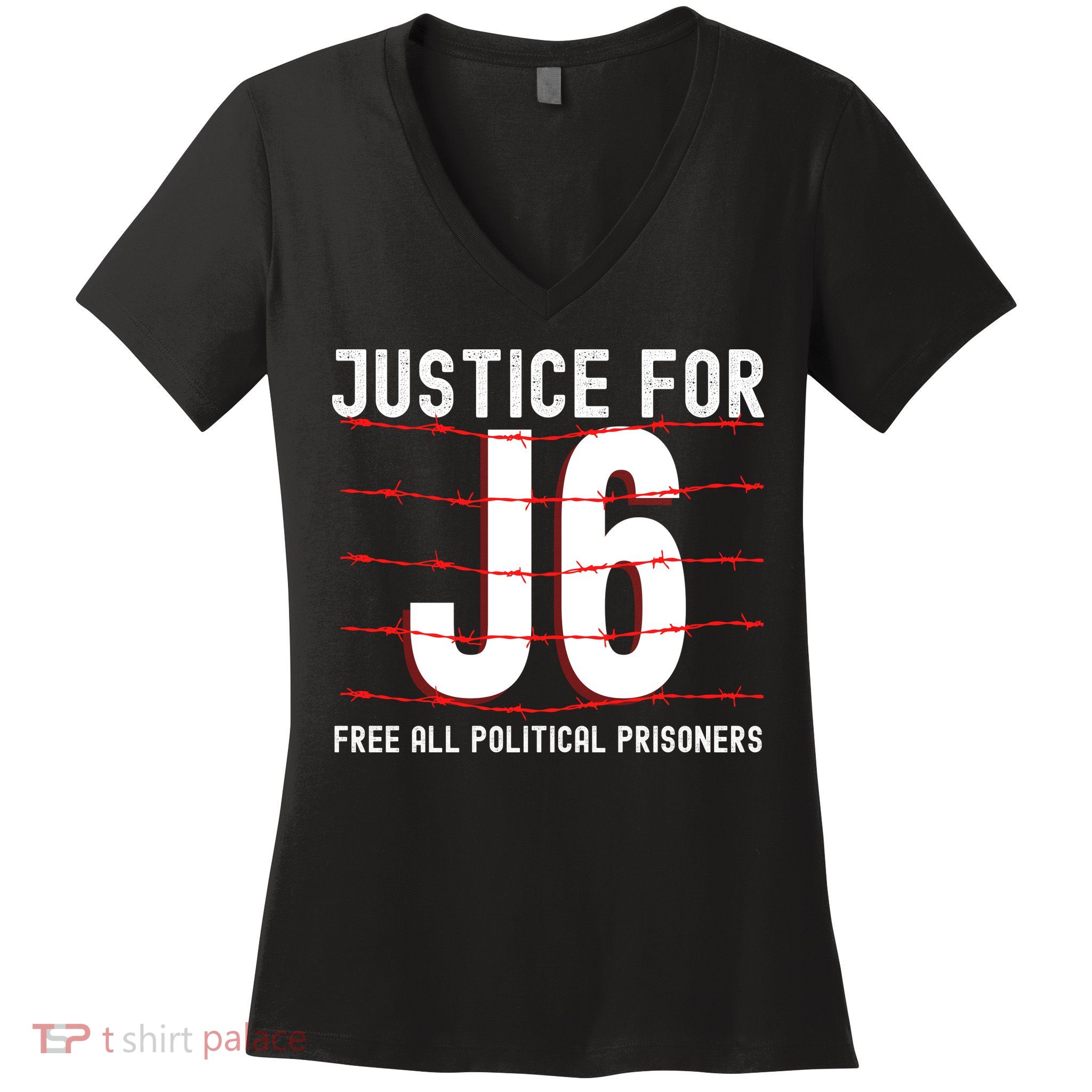 Justice For J6 Conservative January 6 Anti Biden Women's V-Neck T-Shirt