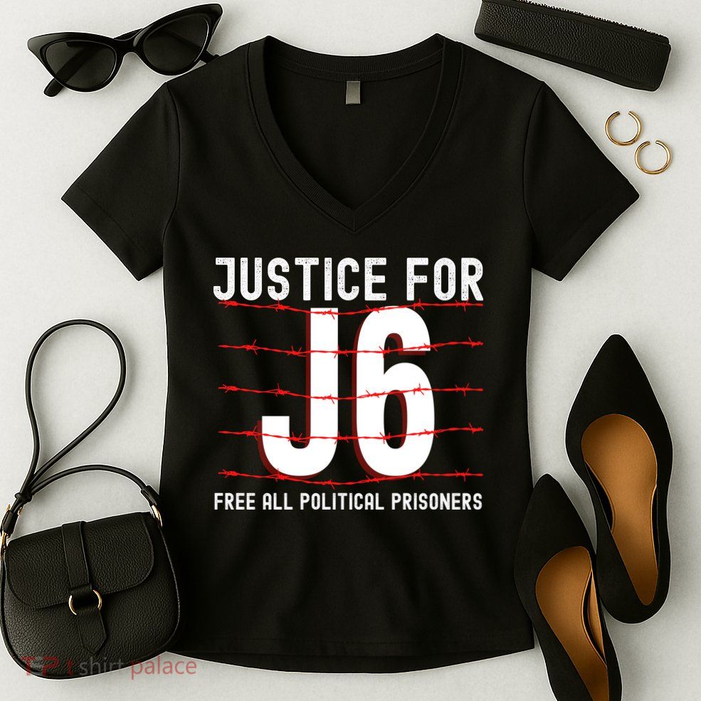 Justice For J6 Conservative January 6 Anti Biden Women's V-Neck T-Shirt
