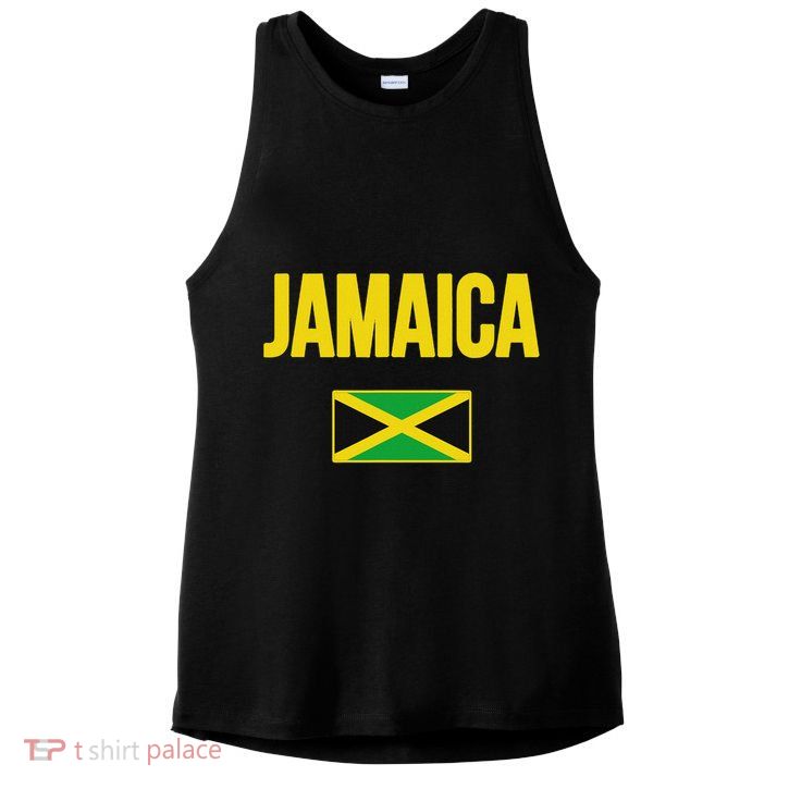 Jamaican Flag Jamaica Souvenir Love Travel Vacation Ladies PosiCharge Tri-Blend Wicking Tank