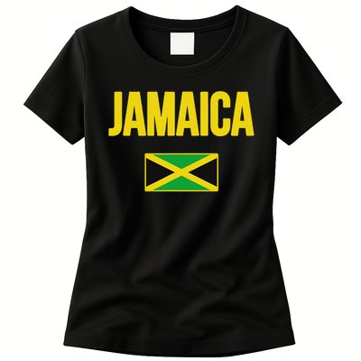 Jamaican Flag Jamaica Souvenir Love Travel Vacation Womens T-Shirt