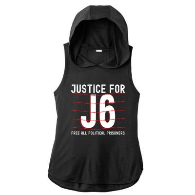 Justice For J6 Conservative Ladies PosiCharge Tri-Blend Wicking Draft Hoodie Tank