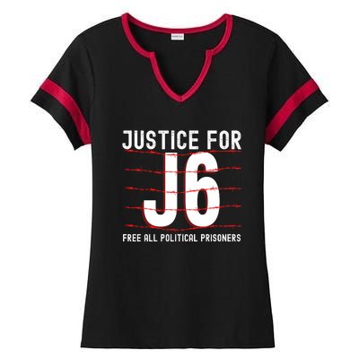 Justice For J6 Conservative Ladies Halftime Notch Neck Tee