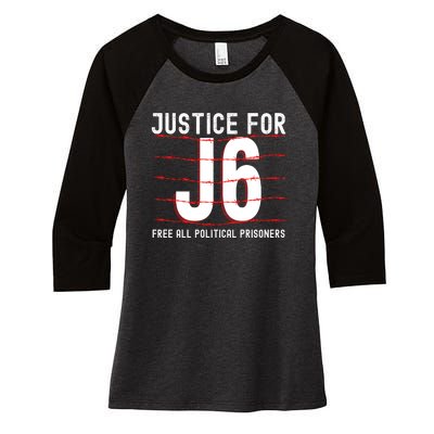 Justice For J6 Conservative Women's Tri-Blend 3/4-Sleeve Raglan Shirt