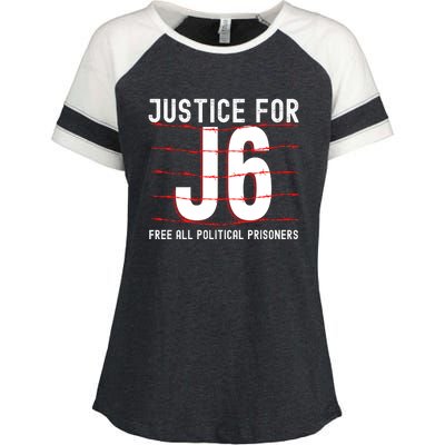 Justice For J6 Conservative Enza Ladies Jersey Colorblock Tee