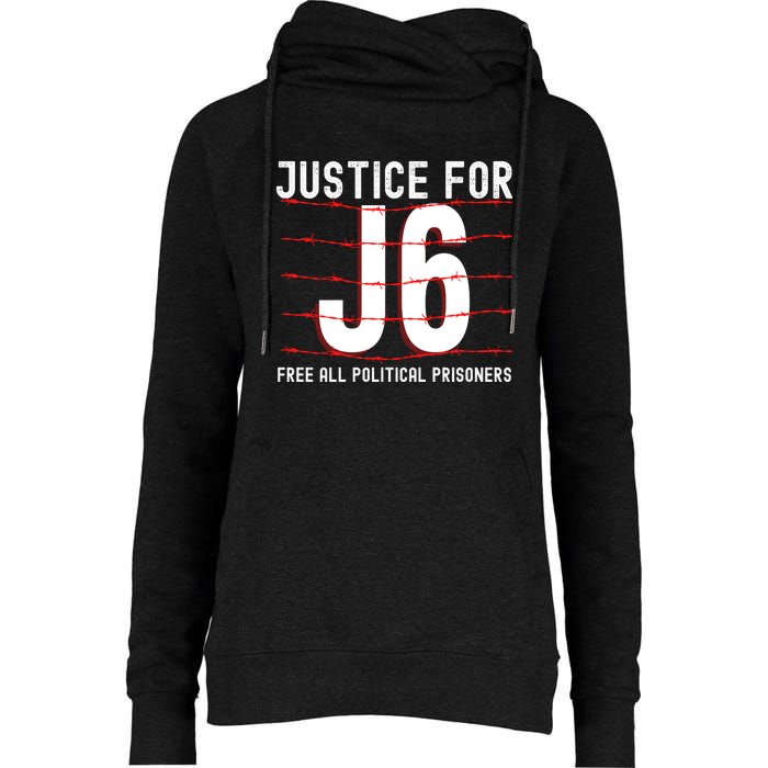 Justice For J6 Conservative Womens Funnel Neck Pullover Hood