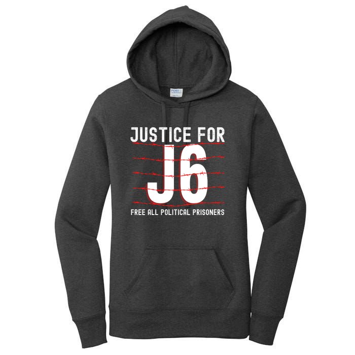 Justice For J6 Conservative Women's Pullover Hoodie