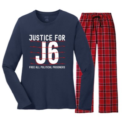 Justice For J6 Conservative Women's Long Sleeve Flannel Pajama Set 