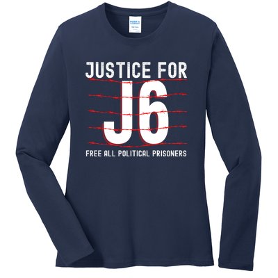 Justice For J6 Conservative Ladies Long Sleeve Shirt