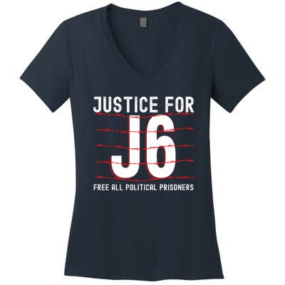 Justice For J6 Conservative Women's V-Neck T-Shirt