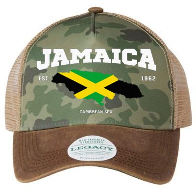 Jamaican Flag Jamaica Map Vacation To Jamaica 2024 Legacy Tie Dye Trucker Hat