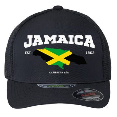 Jamaican Flag Jamaica Map Vacation To Jamaica 2024 Flexfit Unipanel Trucker Cap