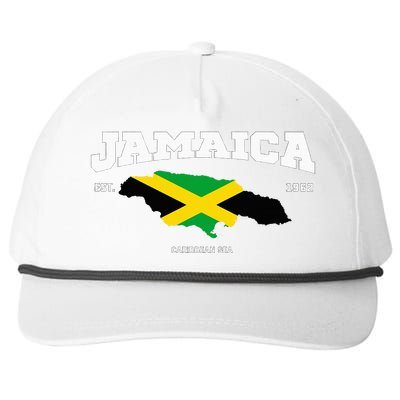 Jamaican Flag Jamaica Map Vacation To Jamaica 2024 Snapback Five-Panel Rope Hat