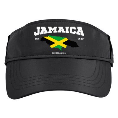 Jamaican Flag Jamaica Map Vacation To Jamaica 2024 Adult Drive Performance Visor