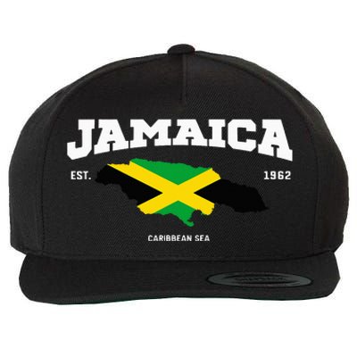 Jamaican Flag Jamaica Map Vacation To Jamaica 2024 Wool Snapback Cap