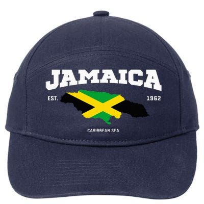 Jamaican Flag Jamaica Map Vacation To Jamaica 2024 7-Panel Snapback Hat