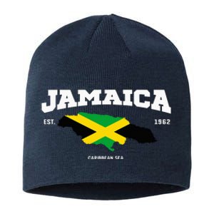 Jamaican Flag Jamaica Map Vacation To Jamaica 2024 Sustainable Beanie