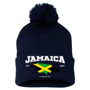 Jamaican Flag Jamaica Map Vacation To Jamaica 2024 Pom Pom 12in Knit Beanie