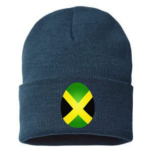 Jamaica Flag Jamaican Easter Egg Costume Gift Sustainable Knit Beanie