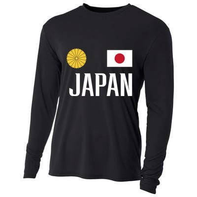 Japan Flag Japanese Football Soccer Fan Cooling Performance Long Sleeve Crew