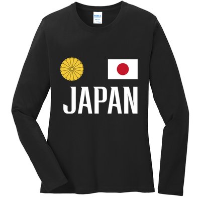 Japan Flag Japanese Football Soccer Fan Ladies Long Sleeve Shirt