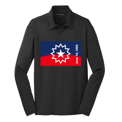 Juneteenth Flag Silk Touch Performance Long Sleeve Polo