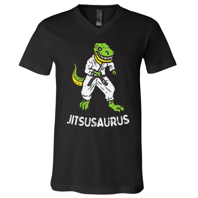 Jitsusaurus Funny Jiu Jitsu Trex Black Belt Martial Art Gift V-Neck T-Shirt