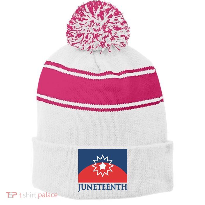 Juneteenth Flag Stripe Pom Pom Beanie