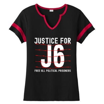 Justice For J6 Conservative Ladies Halftime Notch Neck Tee