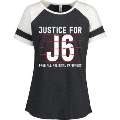 Justice For J6 Conservative Enza Ladies Jersey Colorblock Tee