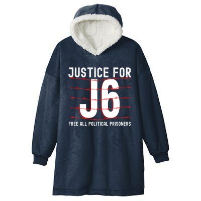 Justice For J6 Conservative Hooded Wearable Blanket