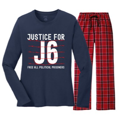 Justice For J6 Conservative Women's Long Sleeve Flannel Pajama Set 