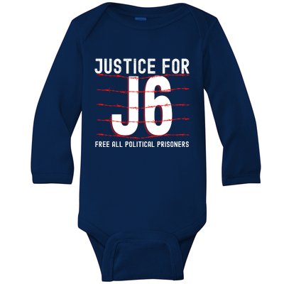 Justice For J6 Conservative Baby Long Sleeve Bodysuit