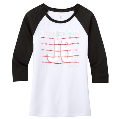 Justice For J6 Conservative Women's Tri-Blend 3/4-Sleeve Raglan Shirt