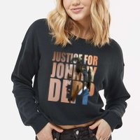 Justice For Johnny Depp Support Cropped Pullover Crew