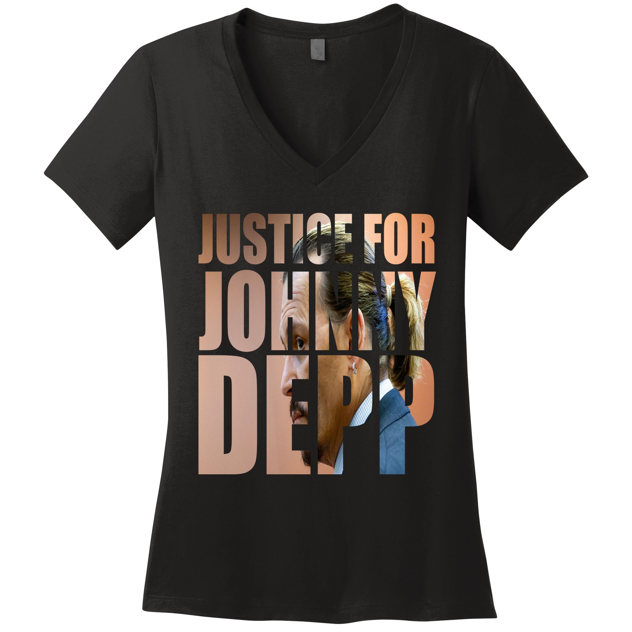 Justice For Johnny Depp Support Women's V-Neck T-Shirt