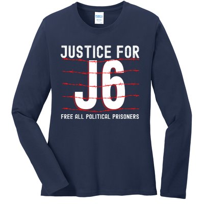 Justice For J6 Conservative 29 Ladies Long Sleeve Shirt