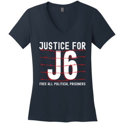 Justice For J6 Conservative 29 Women's V-Neck T-Shirt