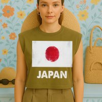 Japanese Flag Japanese Garment-Dyed Women's Muscle Tee