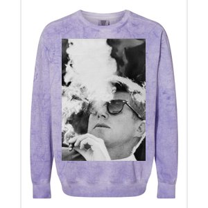 JFK Smoking with Shades John F. Kennedy President Colorblast Crewneck Sweatshirt