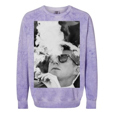 JFK Smoking with Shades John F. Kennedy President Colorblast Crewneck Sweatshirt